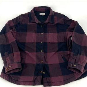 Carhartt Wms Hamilton Shirt Jacket Black Buffalo Plaid Stretch Size Large 14/18